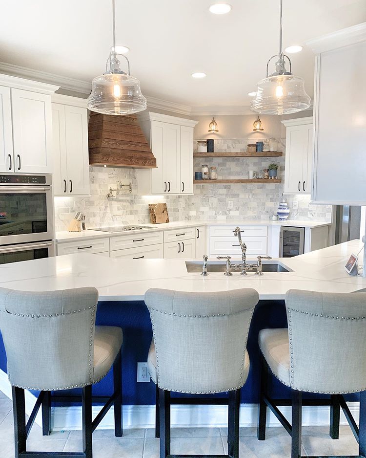 JSI Cabinetry White and Navy Kitchen Cabinets